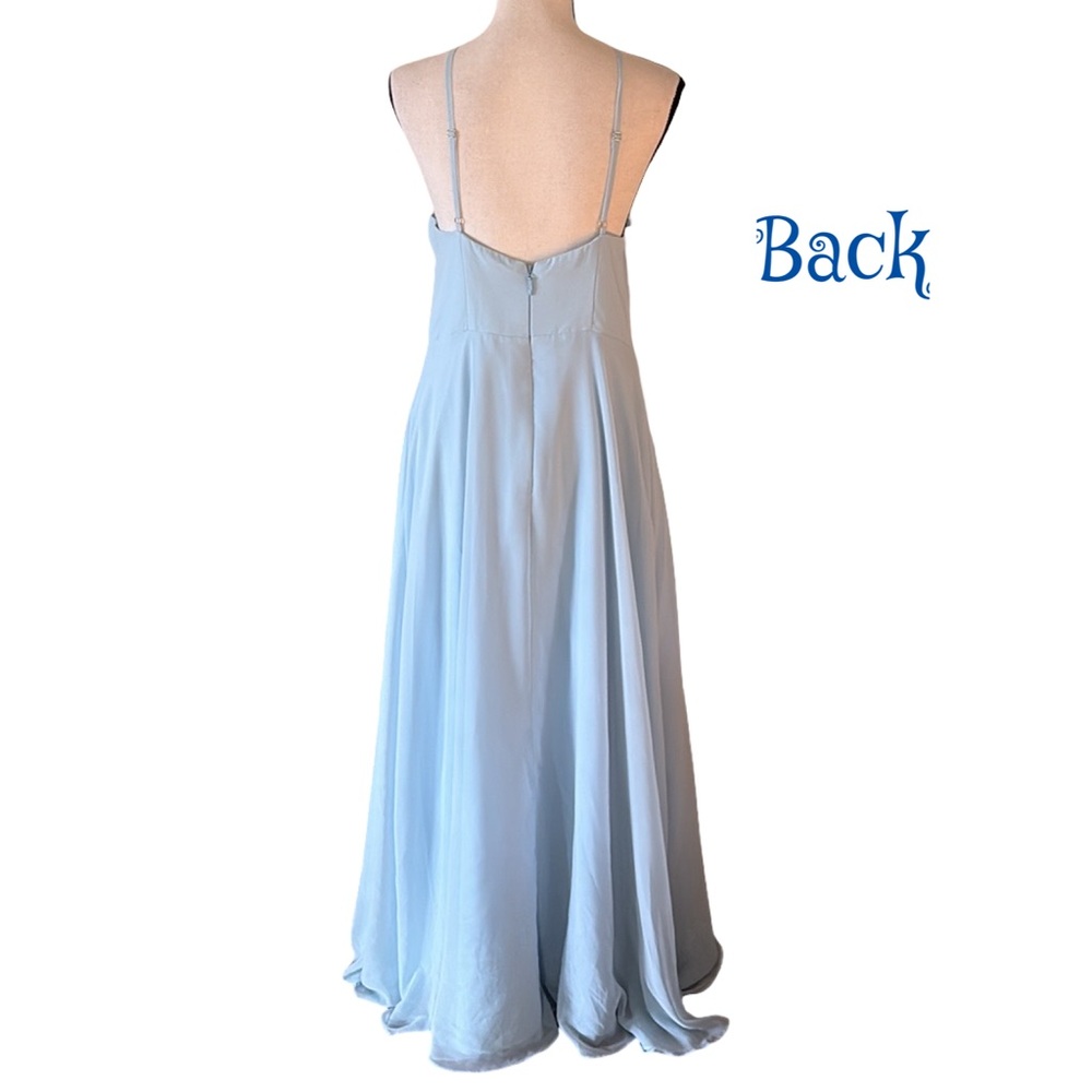 Azazie Bailey Sky Blue A-Line Halter Side Slit Chiffon Dress Size M - Picture 5 of 10